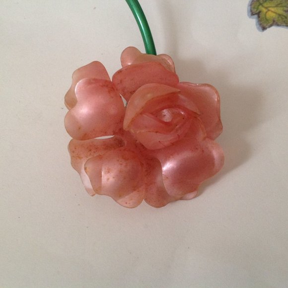 Vintage Celluloid Pearlescent Flower Brooch - Picture 6 of 6